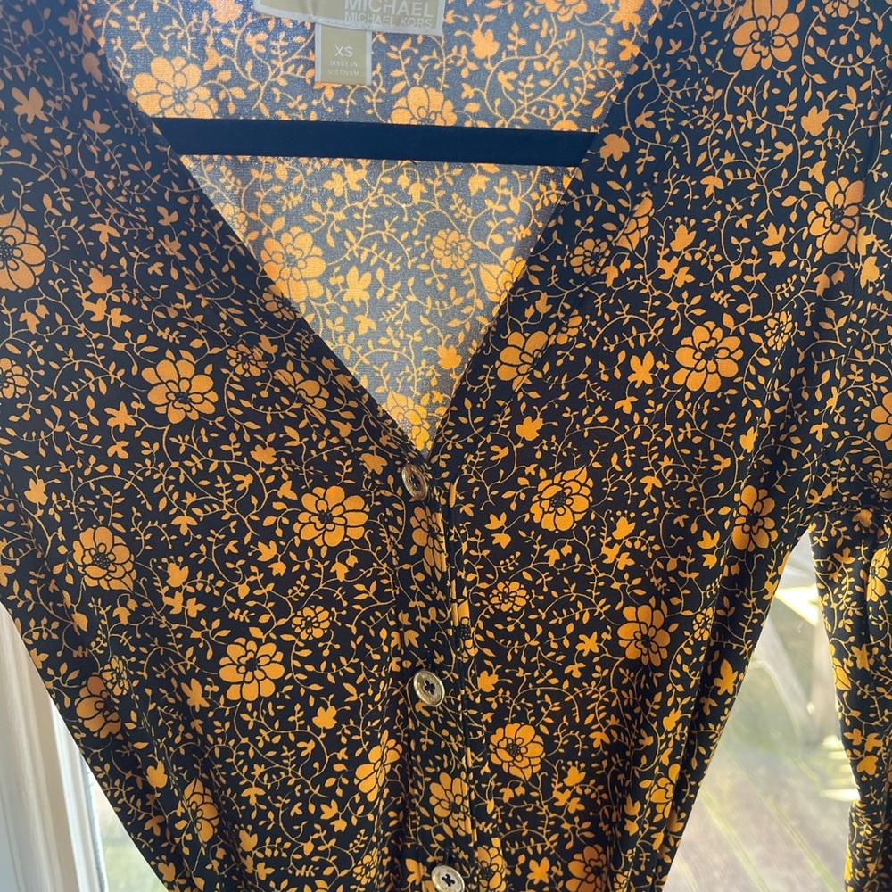 Michael Kors Black Dress with Yellow Floral Design
